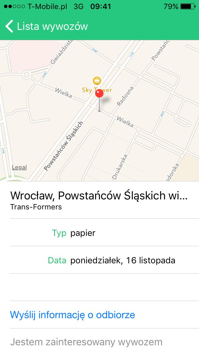 LISTA WYWOZÓW Po powrocie do ekranu głównego wyświetlone zostaną harmonogramy wywozu odpadów dla wybranych lokalizacji. Przykładowy harmonogram prezentuje rysunek obok.