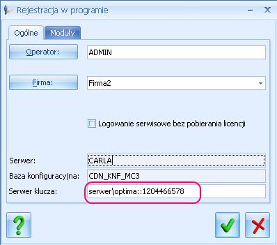 Poszczególne pule są identyfikowane poprzez numer danego klucza, dlatego w Optima oraz w Detalu w polu serwer klucza po nazwie serwera SQL oraz dwóch dwukropkach :: dodawany jest numer