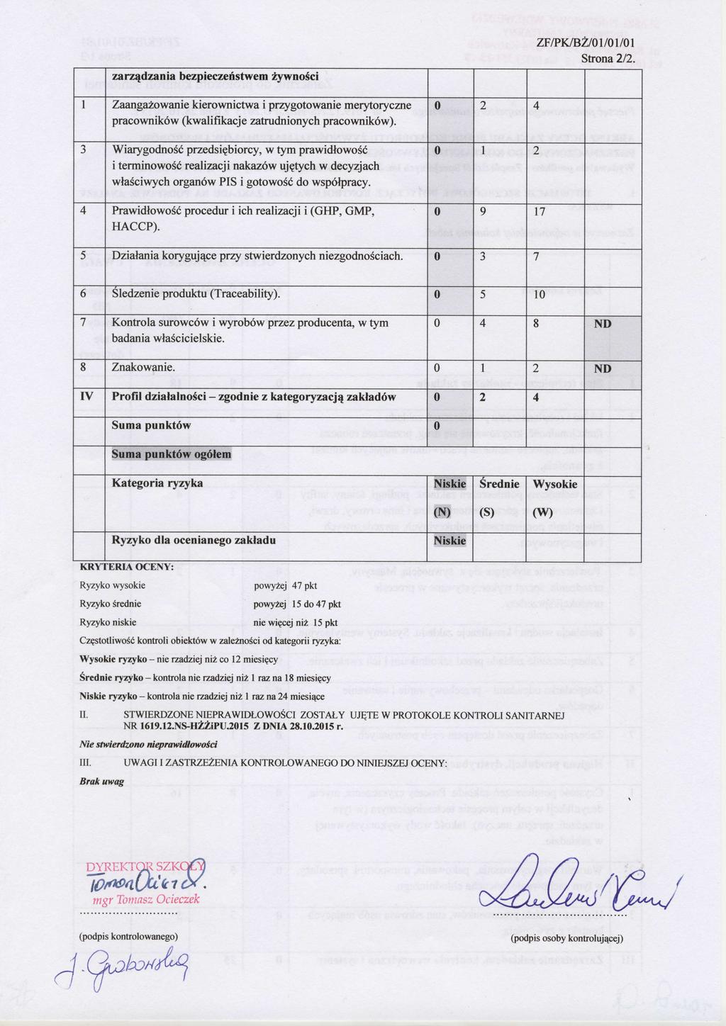 z'iz4tlzania bezpieczef stwem 2ywnoSci npwbz }UDU}I Stona2/2. I Zanryainwanie kierownictwa i przygotowanie merytoryczne pracownik6w (kwalifikacje zatrudnionych pracownik6w).