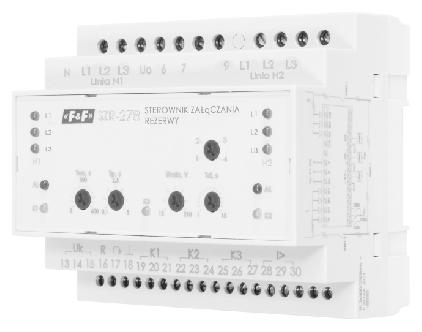 Kontrola faz SZR-278 sieć 3-f 4-przewodowa napięcie zasilania 24 264V AC napięcie maksymalne 450V AC częstotliwość 45 55Hz liczba kontrolowanych linii 2 liczba wyjść przekaźnikowych 4 prąd obciążenia