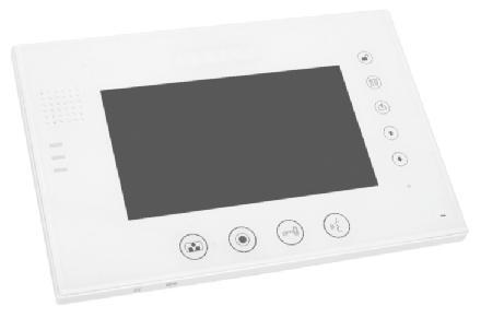 Wideodomofony MK-03W * głośnomówiący * praca z dwiema kamerami (stacjami bramowymi) * klawiatura dotykowa * regulacja głośności, jasności i koloru * panel tworzywo * kolor biały * zasilacz na szynę