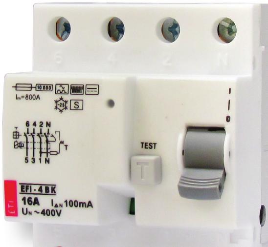 Wyłączniki różnicowoprądowe EFI-4 B B, S - Selekywny B (S-Selekywny) EFI-4 B EFI-4 B S S - Selekywny r (sz.