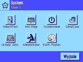 Przejście do adiustacji i testów 6 2 Przejście do adiustacji i testów Wejść do nastaw systemu albo przez wybranie menu aplikacji, używając przycisku «D», albo menu nastaw użytkownika, używając