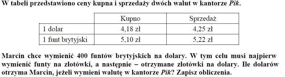 Umiejętności z podstawy programowej sprawdzane na egzaminie Zadanie egzaminacyjne matematyka Wymaganie ogólne II. Wykorzystanie i tworzenie informacji. 1.