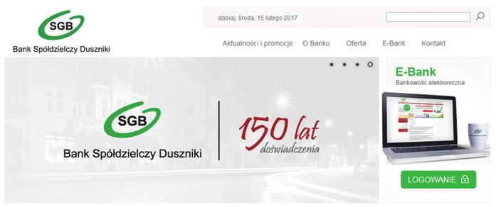 www.bsduszniki.pl Logowanie Wybierając usługę E-Bank w naszym Banku otrzymali Państwo kopertę, w której znajdują się Państwa dane niezbędne do pierwszego zalogowania się do usługi E-Bank.
