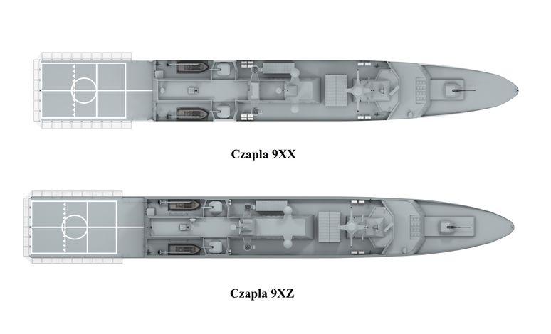 Widziane z góry okręty patrolowe 9XX Czapla i 9XZ Czapla fot.