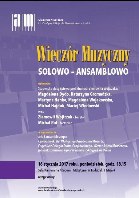 wraz z profesorem oraz pianistą Michałem Rotem, zapraszają na koncert z cyklu Wieczory Muzyczne.