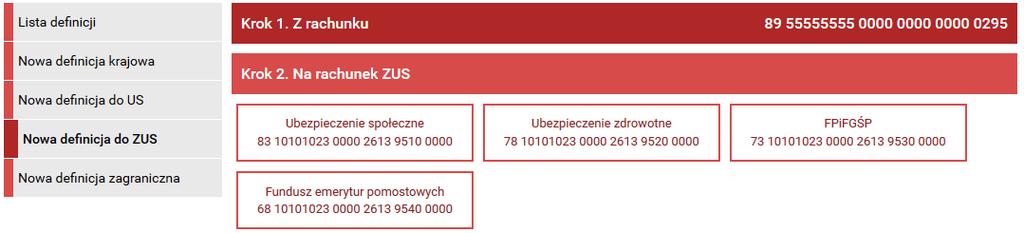 11.2 Nowa definicja 101 11.2.3 Definicja-ZUS Wybranie opcji Nowa definicja do ZUS z menu bocznego modułu Definicje przekieruje użytkownika do pierwszego kroku tworzenia nowej definicji do ZUS.