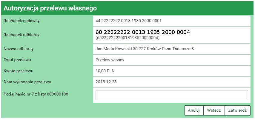 4.1 Nowy przelew 23 Rysunek 4.9: Wykonanie przelewu własnego krok 4 Rysunek 4.