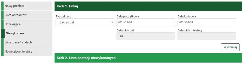 Ponadto użytkownik musi dysponować uprawnieniami do obsługi Zleceń Stałych. W przeciwnym wypadku ww.