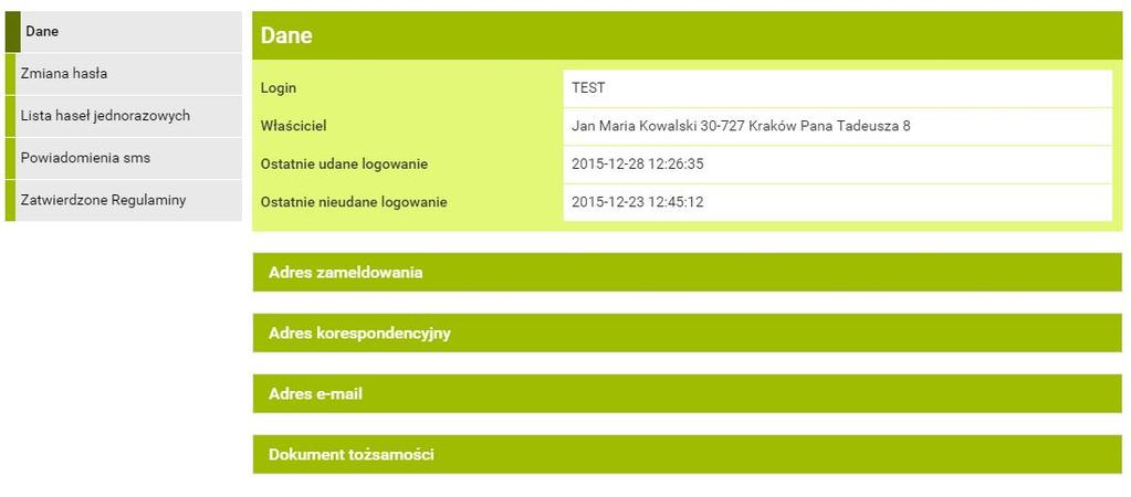 72 Mój profil 9.1 Dane osobowe W podmenu dane mamy możliwość przeglądania i w zależności od uprawnień modyfikacji danych osobowych (rys9.2). Rysunek 9.