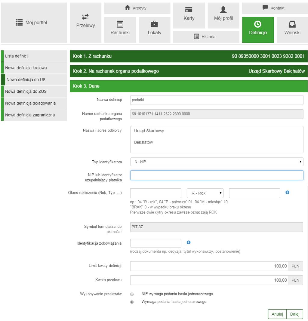 11.2 Nowa definicja 99 Podpowiedź Najechanie myszką na symbol Informacja wyświetli pomoc dotyczącą wypełniania konkretnego pola formularza. Rysunek 11.14: Krok 3.