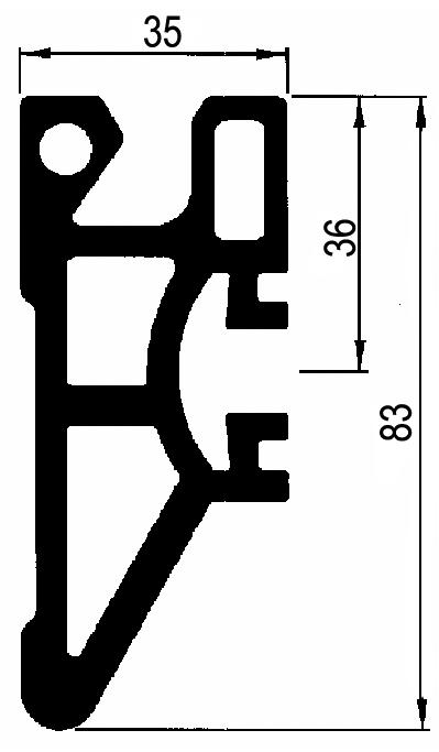 VODÍCÍ PROFIL PRO CS 05.02.06.0 0521 401.000 CS Profil nadbudowy 6800 mm Materiał : AlMgSi0,5 Waga : 3,3 kg / m 0521 402.