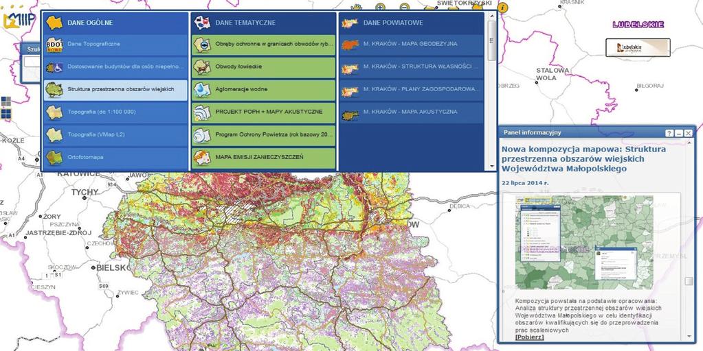 Identyfikacja potrzeb w zakresie realizacji prac scaleniowych... Źródło: geomalopolska.pl Source: geomalopolska.pl Rysunek 1. Kompozycje mapowe MIIP Figure 1.