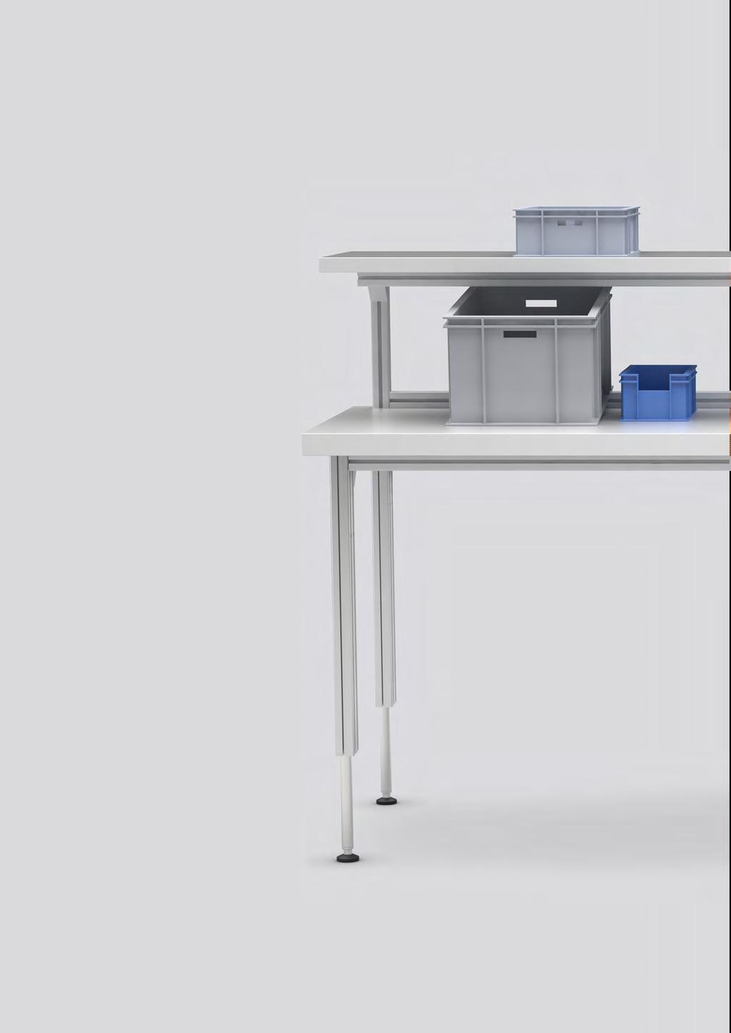 Ergonomia w miejscu pracy W elastyczny sposób dostosuj systemy przemysłowe, stoły warsztatowe, przenośniki taśmowe i wszystkie typy stołów roboczych do potrzeb swoich pracowników i produkcji - a nie