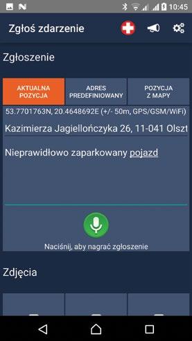 E (In Case of Emergency), prognozę pogody i zintegrowane komunikaty ostrzeżeń Regionalnego Systemu Ostrzegania, IMGW oraz dyżurnego miasta Olsztyna.
