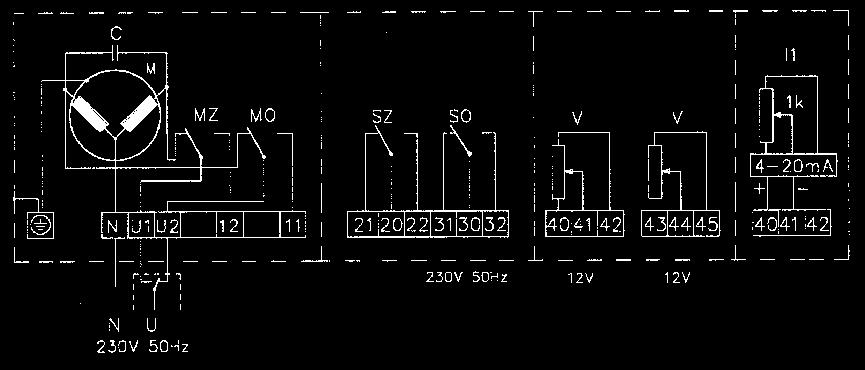 6 (9) VA 3 - punktwe, 0-10 V, 0(4) - 20 ma 600 i 1800 N 10, 16 mm IP 65 według stswanej armatury - d 55 C