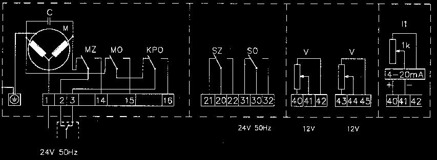 12 (18) VA 3 - punktwe, 0-10 V, 0(4) - 20 ma 2000, 3200, 4000 N 16, mm IP 65 według stswanej armatury - d