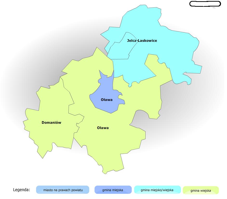 Ryc. 2. Gminy powiatu oławskiego Źródło: Mapa administracyjna, www.administracja.mac.gov.pl. Tabela 1.