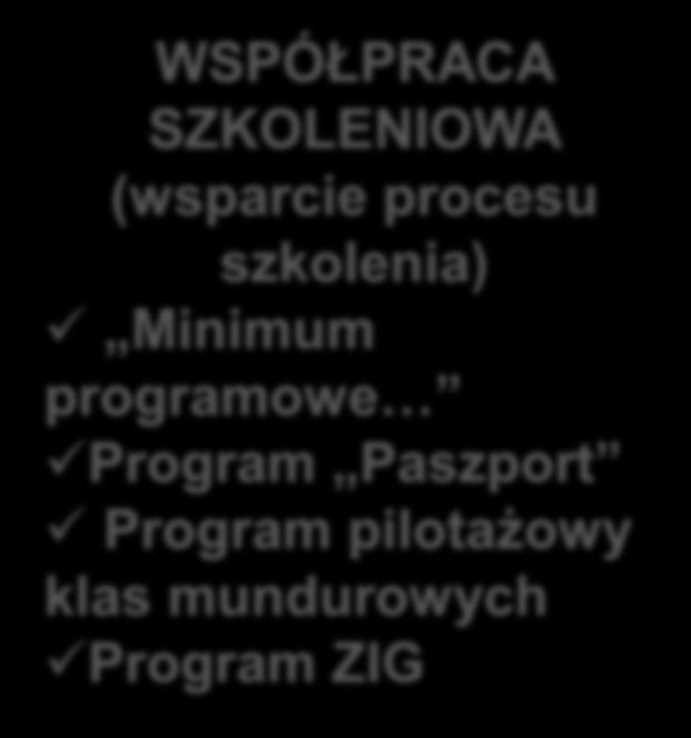 SZKOLENIOWA (wsparcie procesu szkolenia) Minimum programowe Program Paszport Program pilotażowy klas mundurowych Program