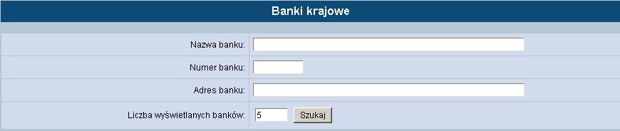 TABELE TABELE W tej opcji menu moŝna: Przeglądać bazę banków Zapoznać się z definicja rachunków urzędów skarbowych Zapoznać się z aktualnymi kursami walut w danym banku