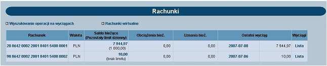 RACHUNKI RACHUNKI Rachunki to domyślne okno, jakie zostanie uruchomione po zarejestrowaniu się uŝytkownika w systemie.
