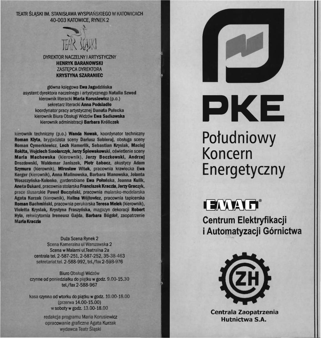TEATR ŚLĄSKI IM. STANISŁAWA WYSPIAŃSKI EGO W KATOWICACH 40-003 KATOWICE, RYNEK 2 ~\ "- ~ fd.