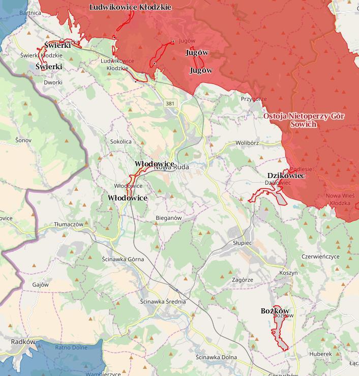 Mapa 1. Lokalizacja obszaru rewitalizacji w stosunku do najbliższych obszarów Natura 2000 [źródło: http://geoserwis.gdos.gov.