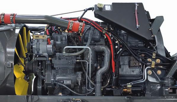 Wydajny system wtrysku HEUI. Seryjnie wentylator rewersyjny. Uruchamiane hydraulicznie, regulowane elektroniczne pompowtryskiwacze dają optymalne ciśnienie wtrysku i pomagają oszczędzać paliwo.