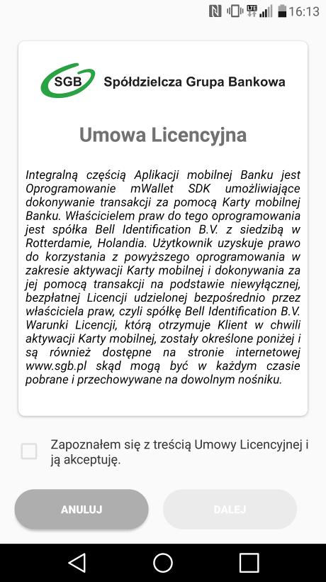 3. Aplikacja poprosi o akceptację Zasad korzystania patrz pkt. 3 Rozdziału III. 4.