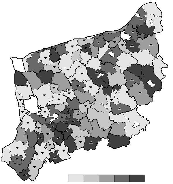 84 Dorota A. Janiszewska, Luiza Ossowska spadek/decrease wzrost/increase na pozostałych obszarach bez zmian/ no change in all others areas 0,2 0,3 0,4 0,5 Rysunek 4.