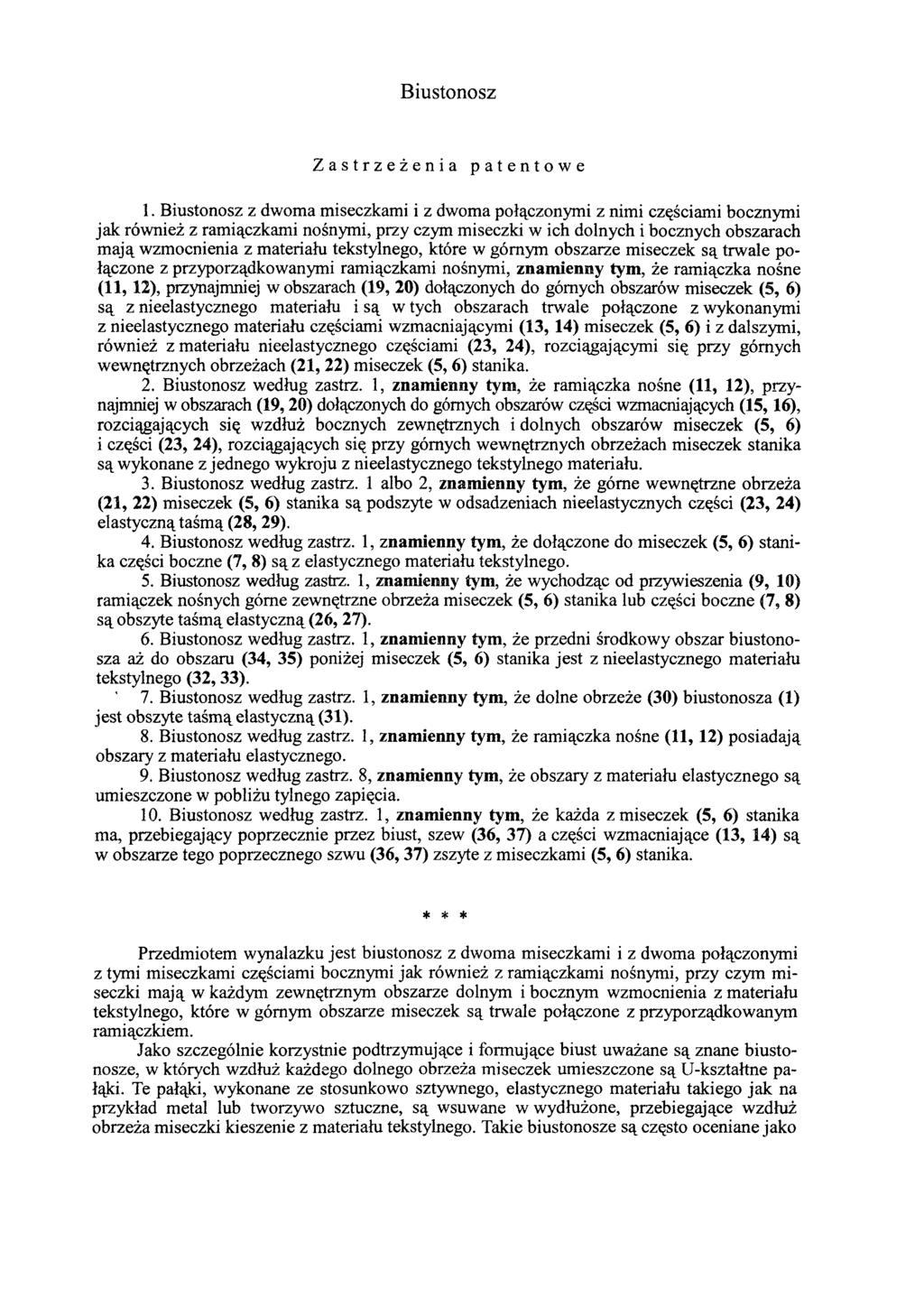 Biustonosz Zastrzeżenia patentowe 1.