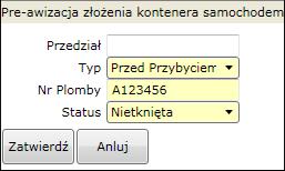 Plomby zakładka dająca możliwość dodawania plomb Spedytor musi podać przynajmniej jedną plombę dla wszystkich pełnych kontenerów w eksporcie!