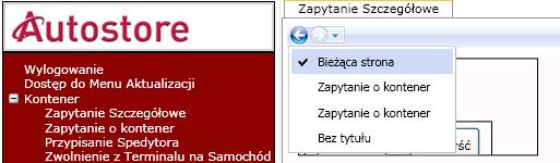 Klikając odpowiednie strzałki możemy przemieszczać się po kolejnych otwieranych formatkach lub wybrać bezpośrednio odpowiednią formatkę z rozwijanej listy.