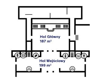 Hol Główny może pomieścić do 300 osób w zależności od wybranego układu.