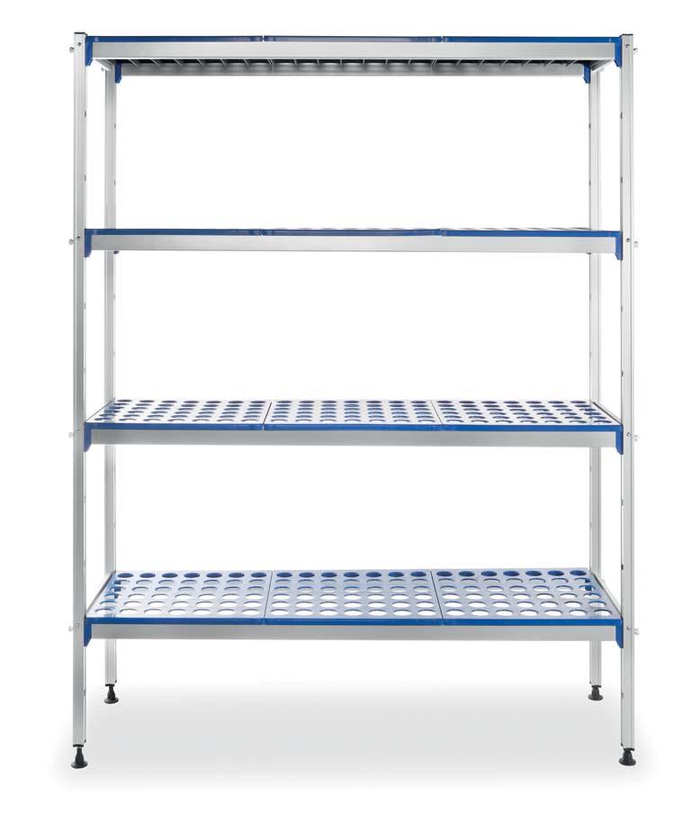 MEBLE, TRANSPORT I MAGAZYNOWANIE REGAŁY MAGAZYNOWE Rama wykonana z anodowanego aluminium Półki z