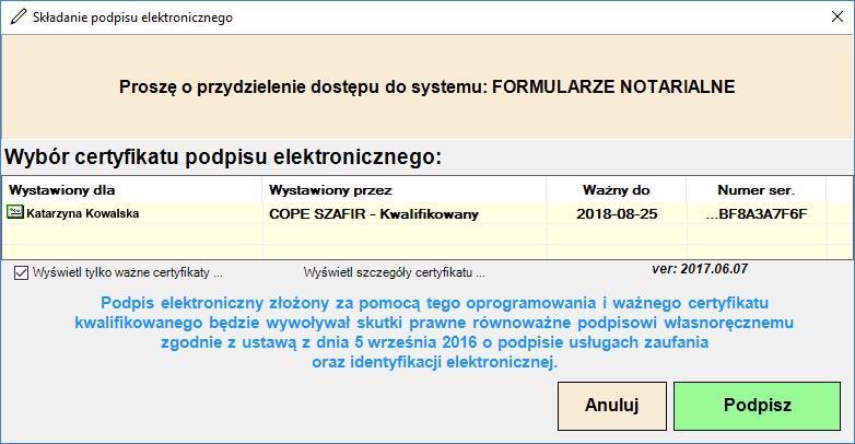 zalogować się podpisem