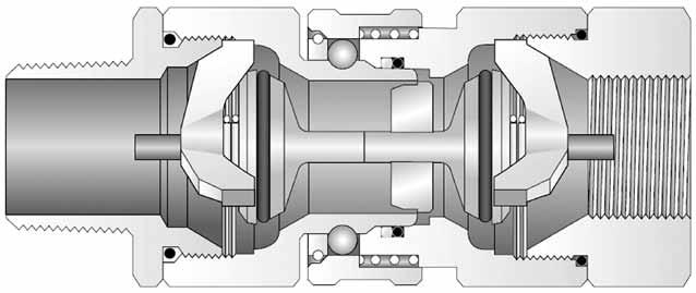 Szybkozłącza SNAP-TITE - seria H Parametry pracy - ciśnienie robocze dwustronnie, jednostronnie odcinające ciśnienie robocze [bar] ze swobodnym przelotem mosiądz stal AISI 36 aluminium mosiądz stal