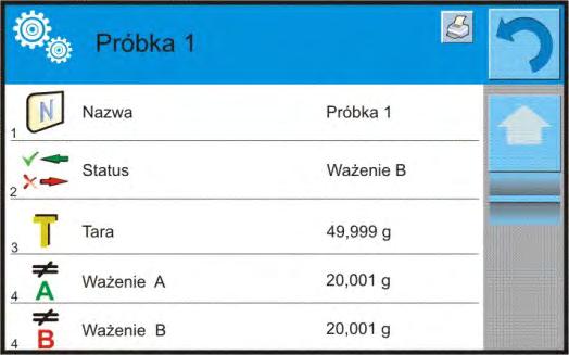 jest tara, to próbkę należy umieścić w pojemniku) i nacisnąć przycisk < >.