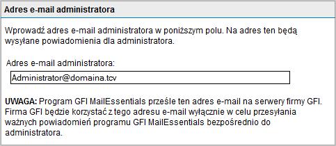 1. Z poziomu konfiguracji programu GFI MailEssentials przejdź do obszaru Ustawienia ogólne > Ustawienia i wybierz kartę Ogólne. Screenshot 129: Określanie adresu e-mail administratora 2.