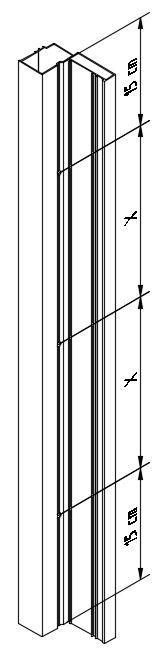 Długość prowadnicy 0. Szyny prowadzące 0.8 Wstępnie nawiercić szyny prowadzące AK-F ZipTex do rew. zewn. => maks. odległość od krawędzi 5 cm => maks.