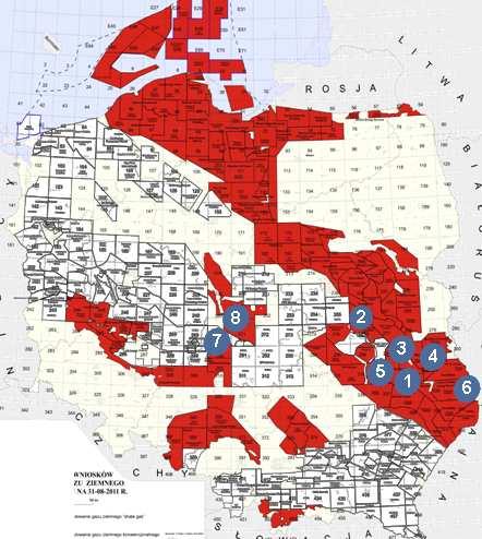 WYDOBYCIE Gaz łupkowy realizacja projektów poszukiwawczych PKN ORLEN posiada w Polsce 8 licencji na poszukiwanie gazu łupkowego Status projektów Projekt Lublin Shale: W 2012r.