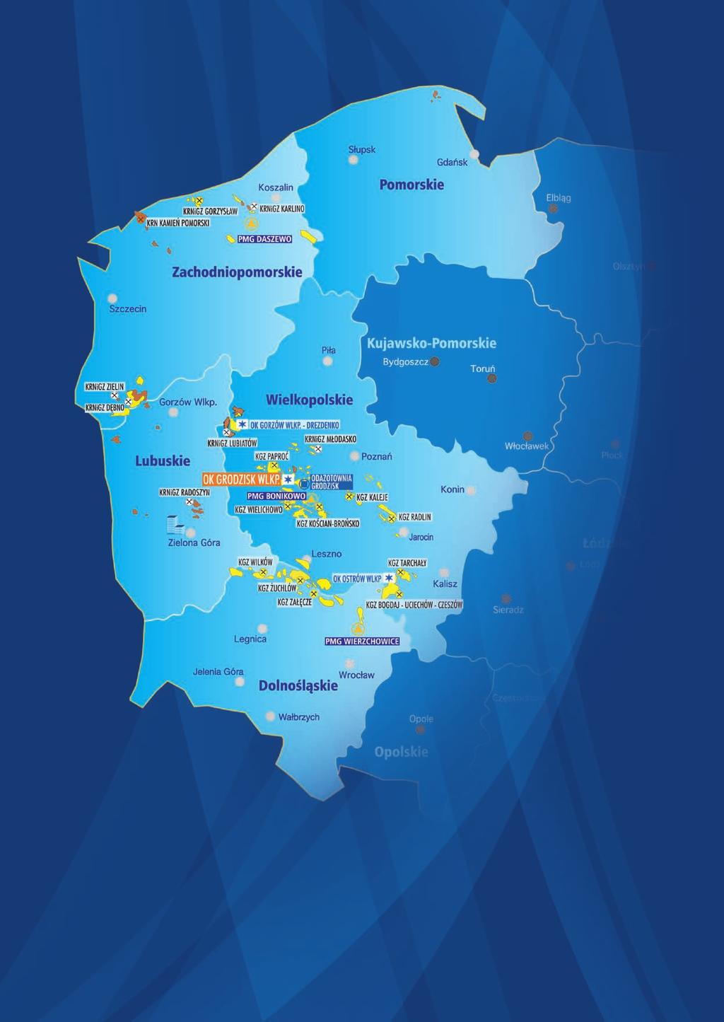 Gaz ze złoża Łęki skierowano do instalacji KGZ Kościan-Brońsko, a z pozostałych złóż do instalacji KGZ Wielichowo. Złoża te odkryto w latach 2000-2005.