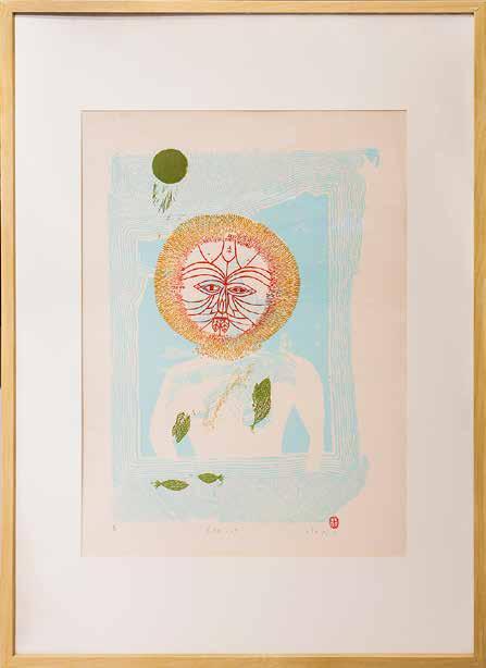 13 11. Wojciech Kołacz Otecki Wzrok słyszy czego oczy nie widzą, 2011 linoryt, papier, 69 x 48,5 (w świetle oprawy), w oprawie 103 x 72 cm (w oprawie), sygn. Wojtek Kołacz Otecki (ur. 1984 r.