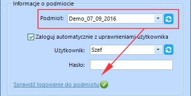 W sekcji Informacje o podmiocie z listy rozwijanej wybieramy podmiot, z którym będziemy chcieli pracować (rys. 9). (rys. 9) Informacja o podmiocie Wpisane ustawienia zatwierdzamy przyciskiem Zapisz.