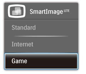 3. Optymalizacja obrazu Do wyboru dostępne są trzy tryby: Standard (Standardowy), Internet, Game (Gry). 3.2 SmartContrast Co to jest?