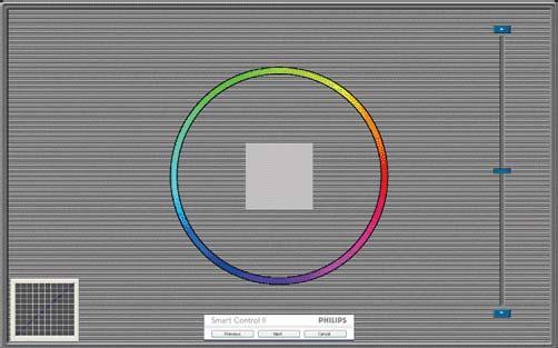 Przycisk Previous (Poprzedni) jest wyłączony do momentu wyświetlenia drugiego ekranu kolorów. Next (Następny) umożliwia przejście do kolejnego ustawienia (6 ustawień).