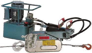 Hydrauliczny wciągnik Tirfor Hydrauliczny zestaw Tirfor składa się z jednostki hydraulicznej zasilanej silnikiem elektrycznym lub spalinowym.