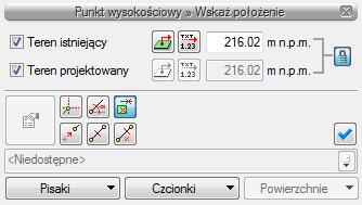) zlokalizowanych w zakładce Widok Rys. 24. Ustawienia rzędnych w oknie punktu wysokościowego Zaleca się w trakcie wstawiania ustawienie prawidłowych rzędnych w oknie wstawienia.