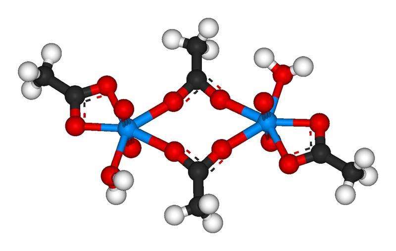 Struktura dimeru dihydratu octanu uranylu http://commons.wikimedia.org/wiki/image:uranyl-acetate-3d-balls.